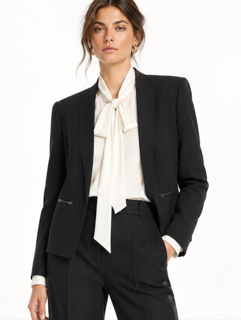 Halogen Blazer Open Front Crop No Collar